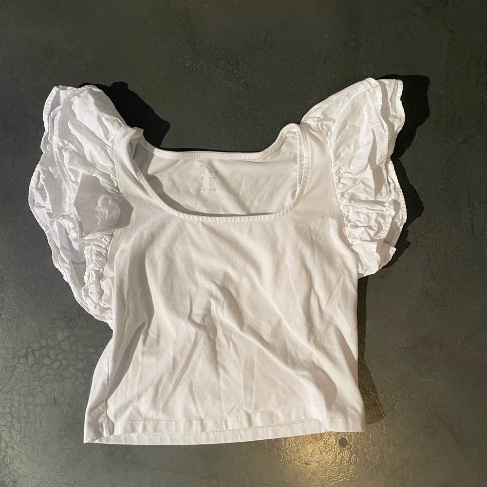 a new day White Puff Sleeve Crop Top